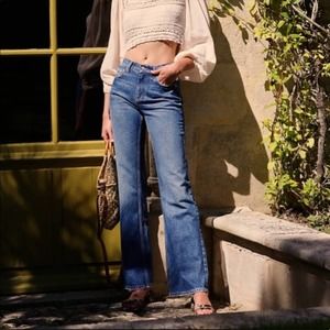Free People We The Free Laurel Canyon Flare Cut Off High Rise Jeans 25